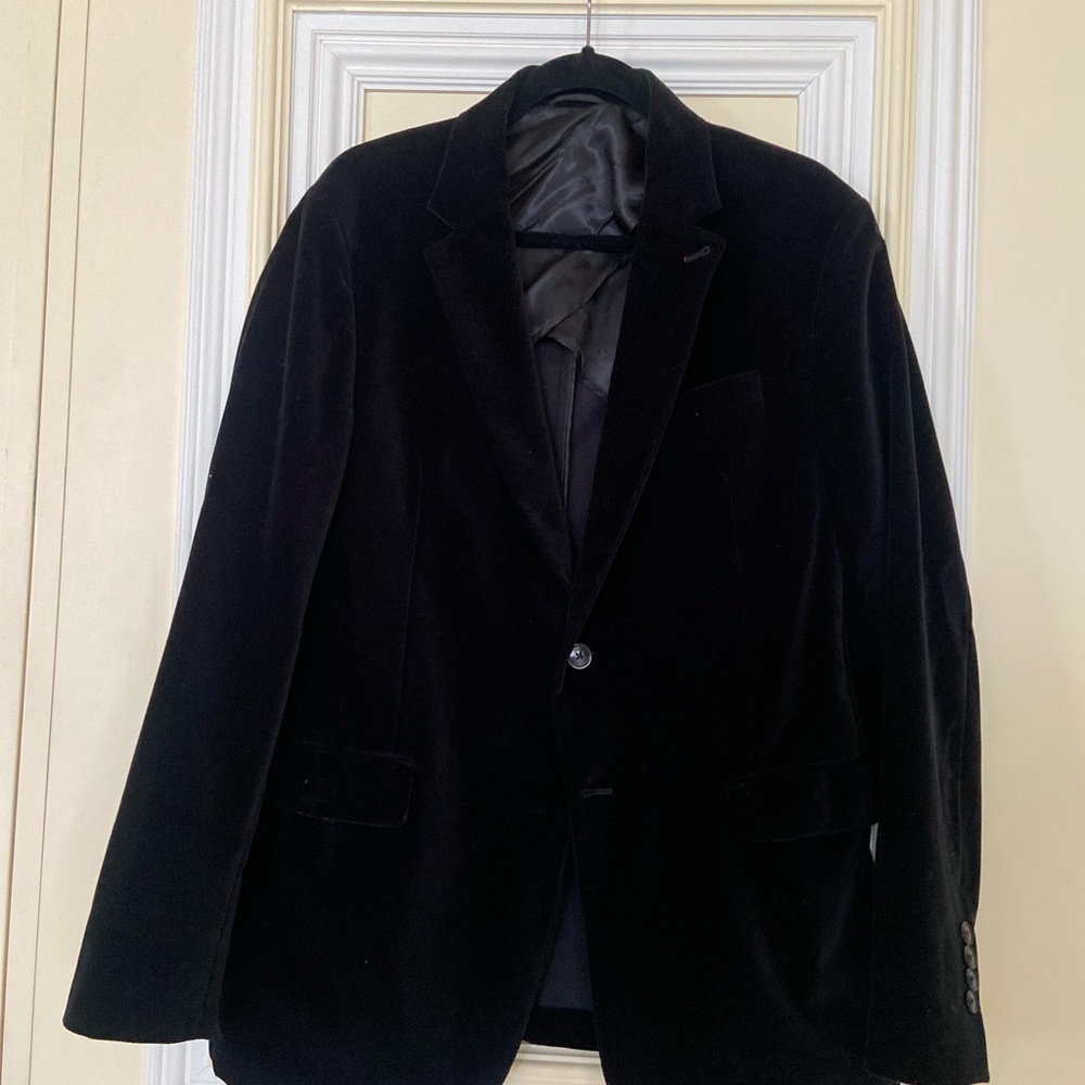 Bugatchi Classic Black Cotton Velvet Men's Blazer Size 44